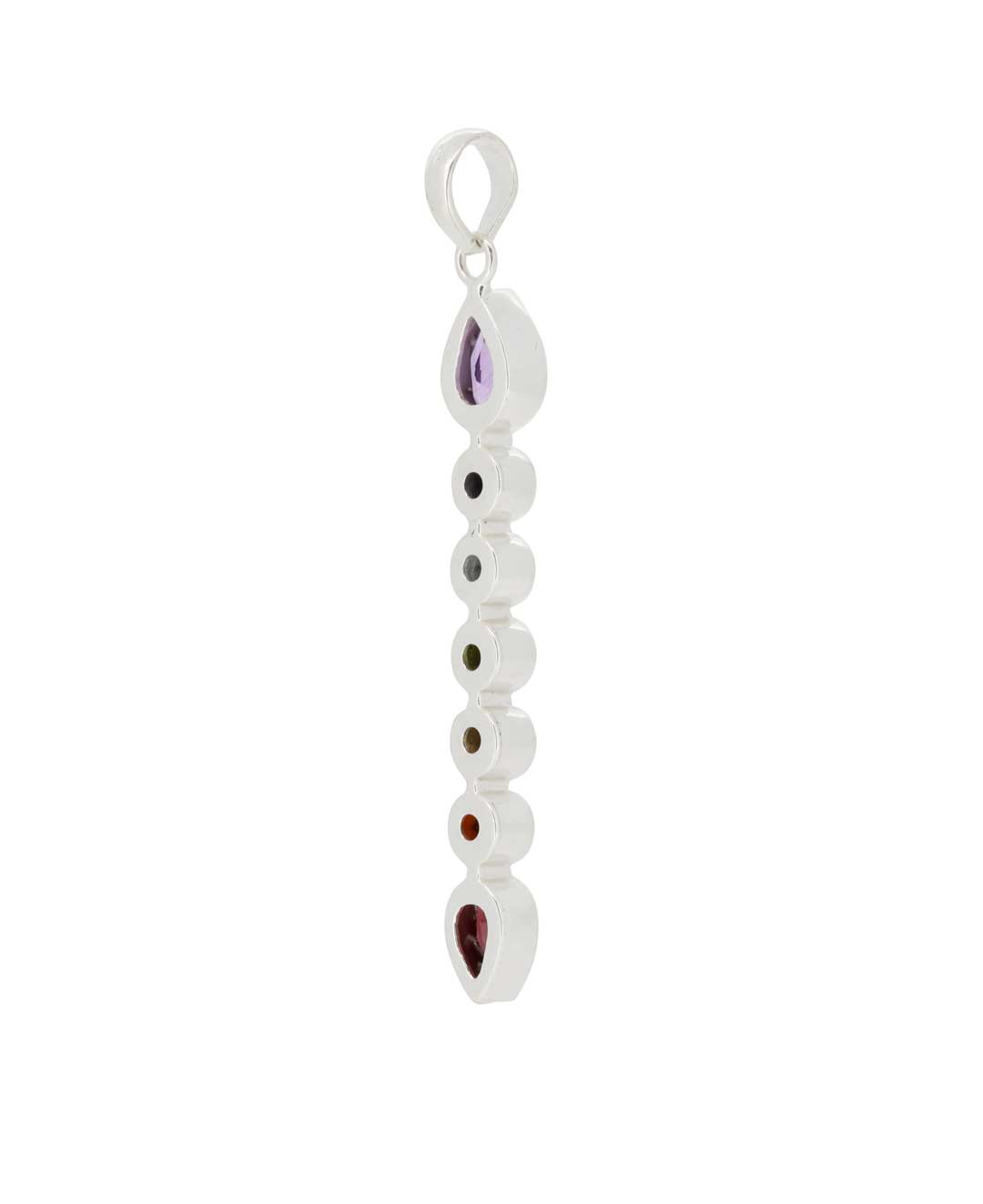 7 Gemstones Sterling Silver Chakra Pendant - Charms & Pendants