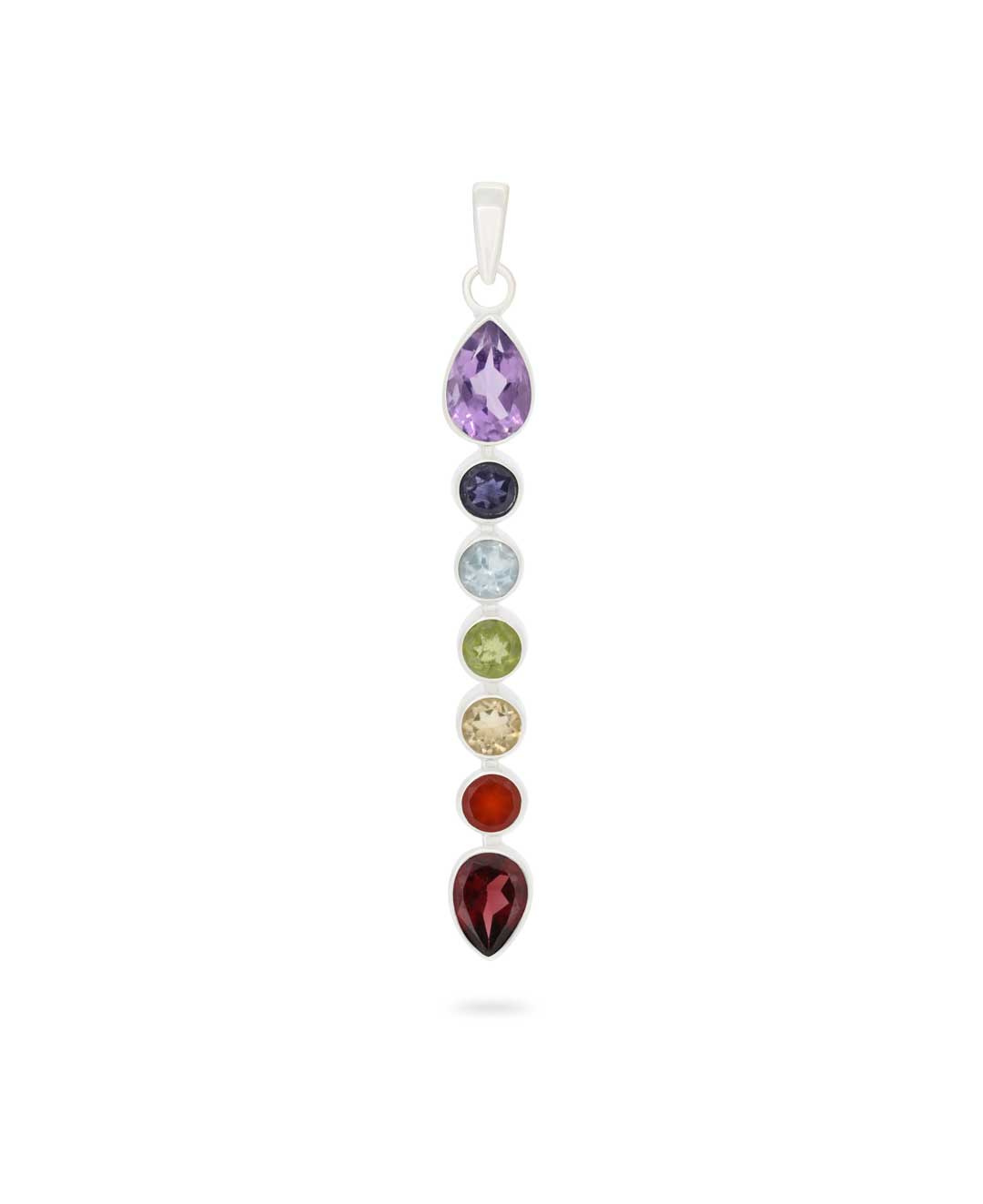 7 Gemstones Sterling Silver Chakra Pendant