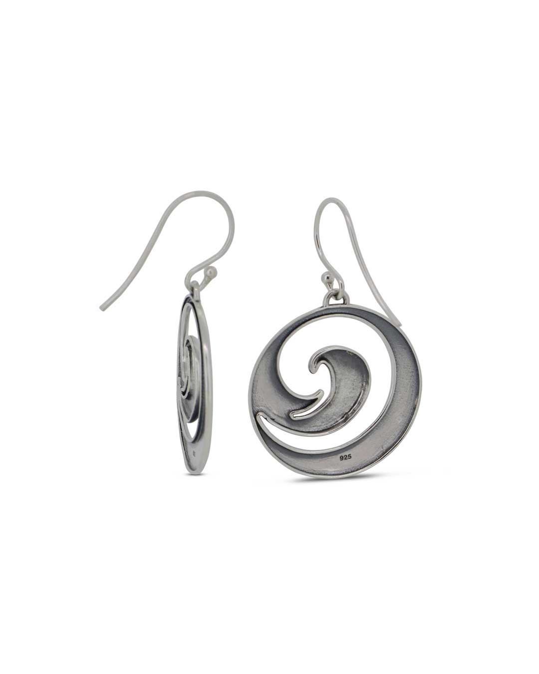 Sterling Silver Ocean Wave Earrings – Abstract Spiral Jewelry