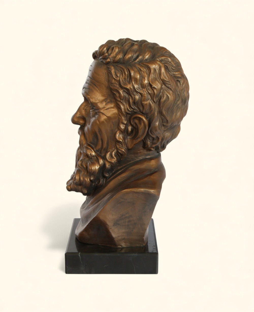 Michelangelo Bust Statue – Cast Stone Sculpture on Marble Base