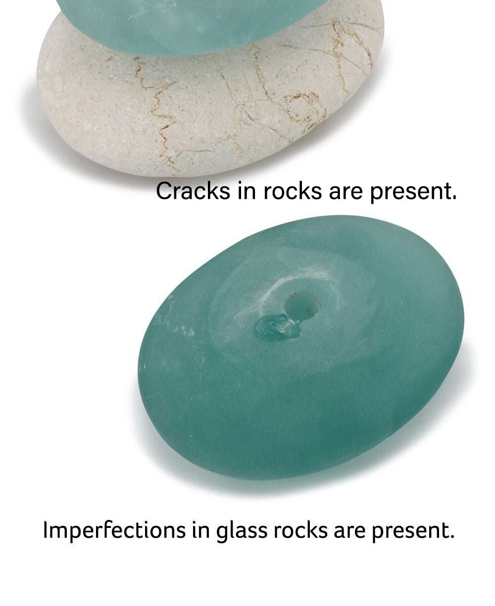 Glass and Stone Cairn Garden Statue – Frosted Glass and Rock Tower