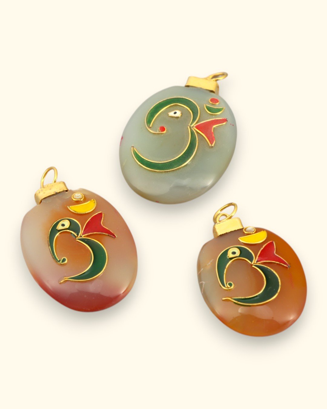 Abstract Om Ganesh Enamel Work Artistic Pendant - Pendant