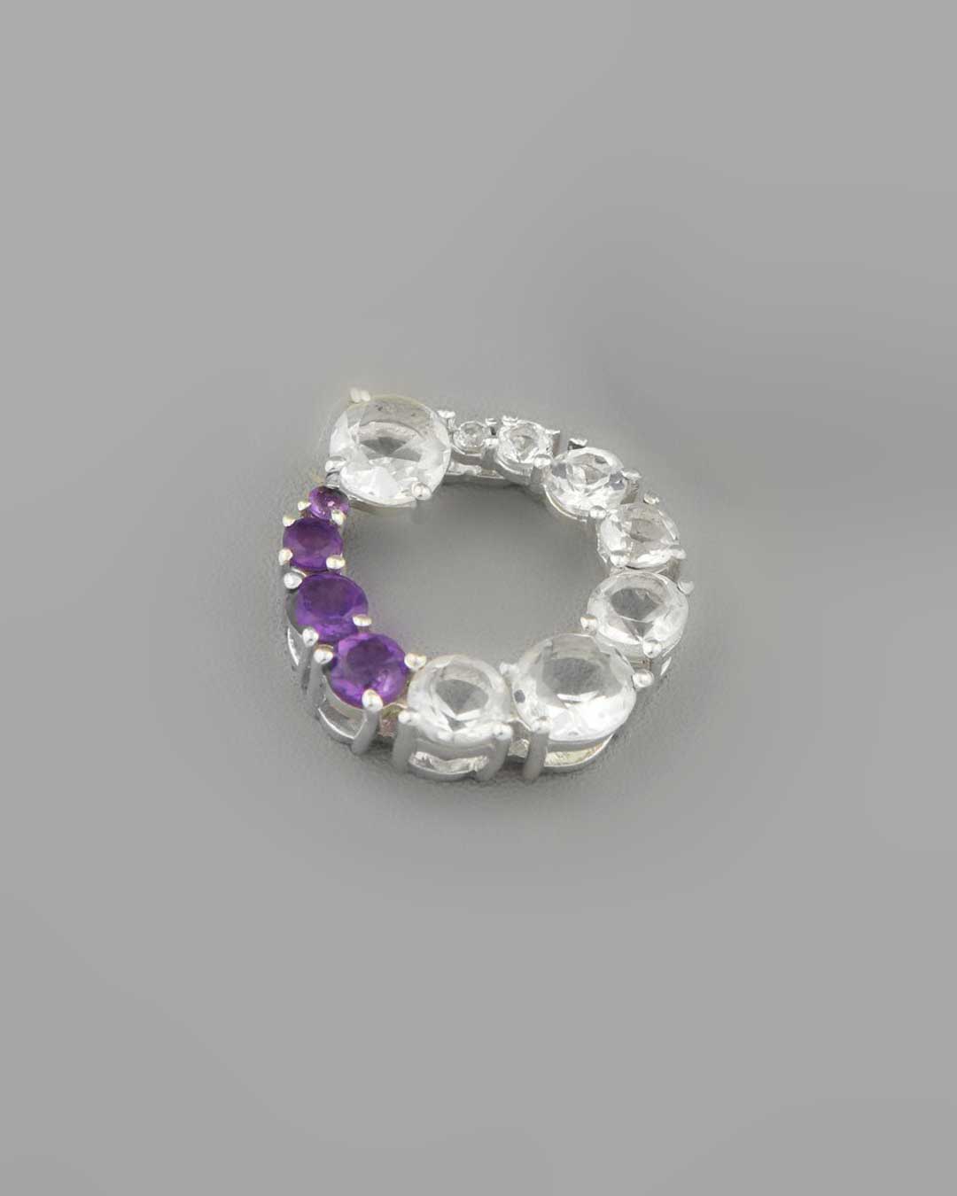 Amethyst and Clear Quartz Sterling Pendant Necklaces -