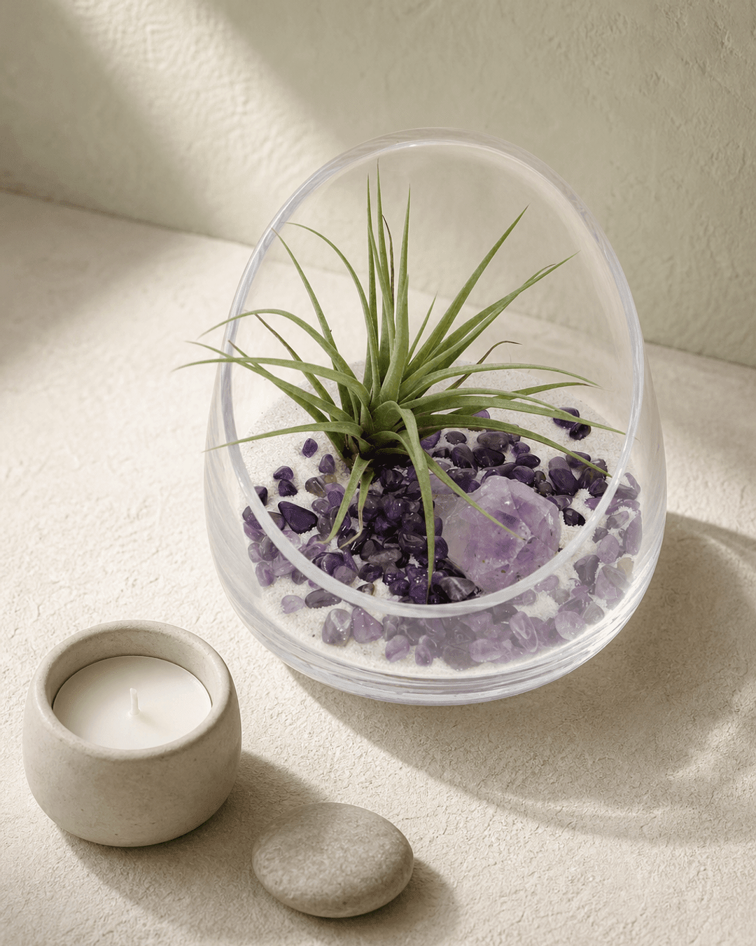 Amethyst Gemstone Healing Crystal Terrarium - Terrarium