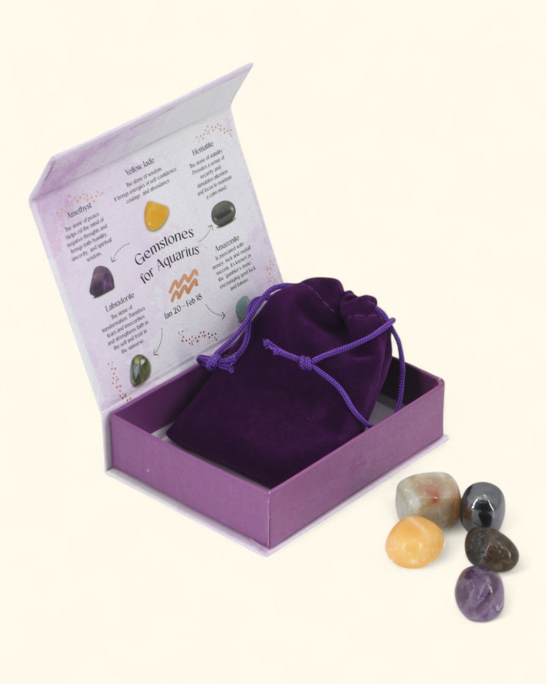 Aquarius Zodiac Candle & Crystal Tumblestone Set - Candles