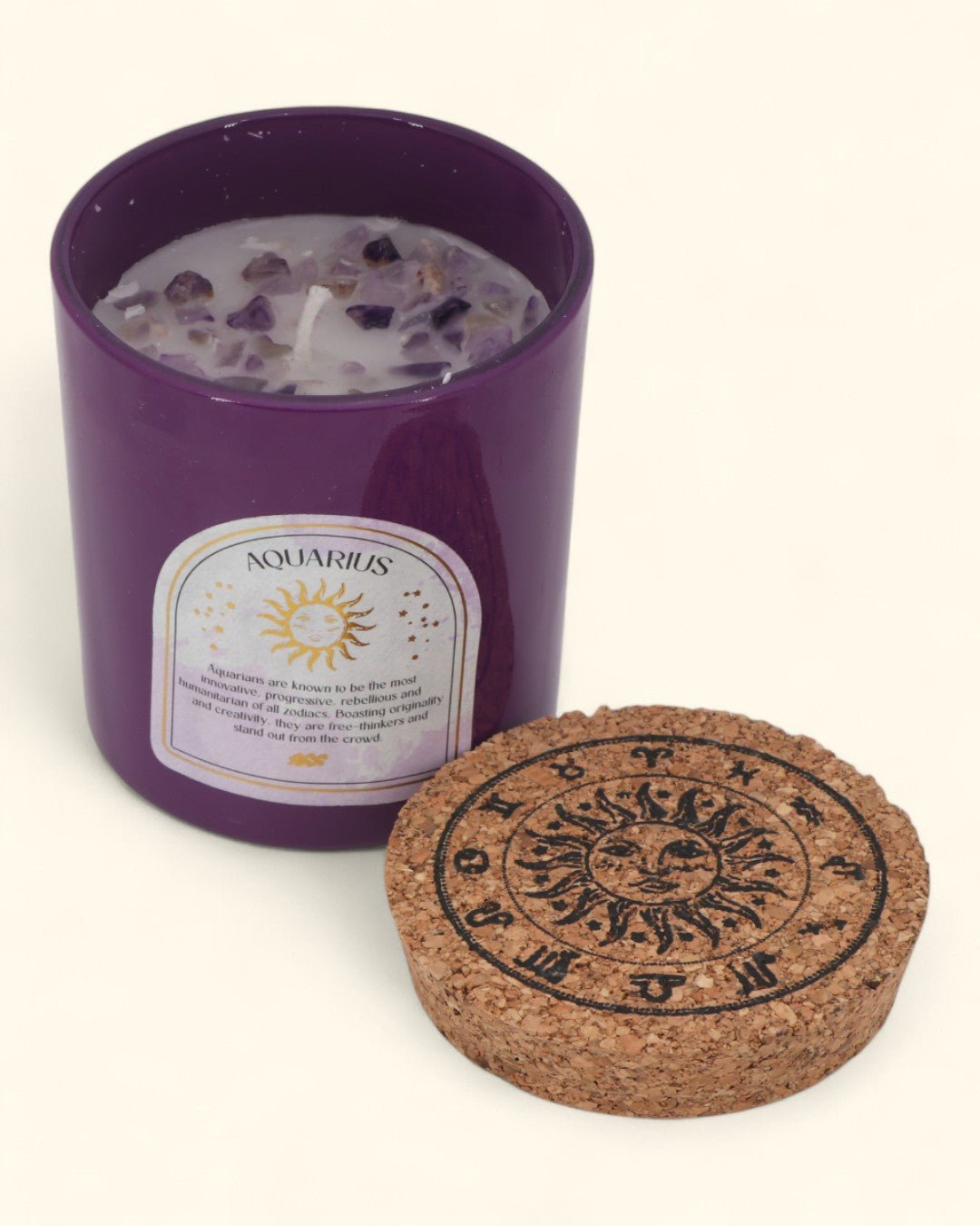 Aquarius Zodiac Candle & Crystal Tumblestone Set - Candles
