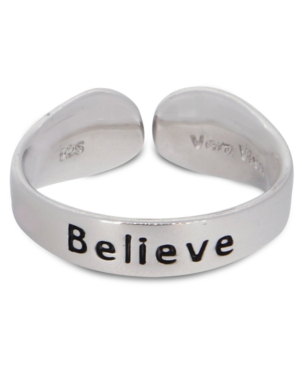 Believe Sterling Adjustable Dandelion Ring - Rings