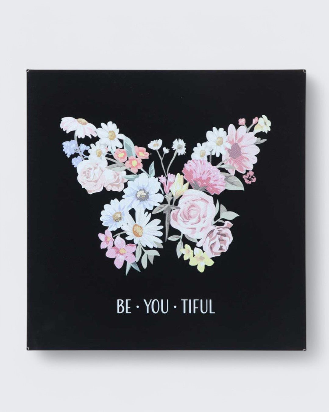 BeYouTiful Inspirational Art Floral Butterfly Wall Hanging - Posters, Prints, & Visual Artwork Brown