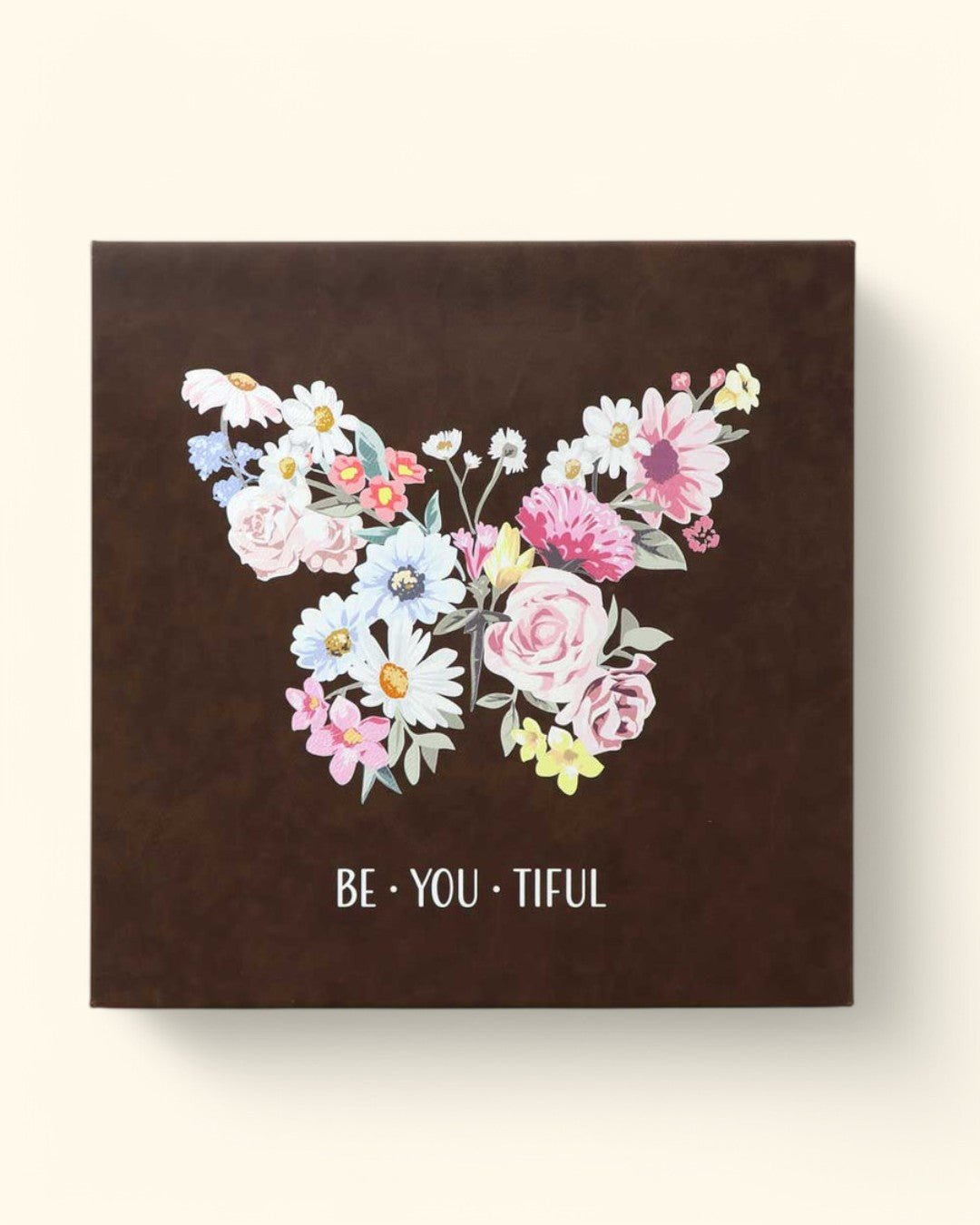 BeYouTiful Inspirational Art Floral Butterfly Wall Hanging - Posters, Prints, & Visual Artwork Brown