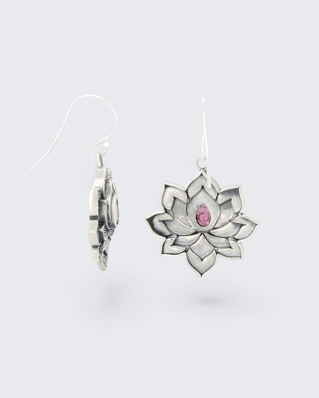 Blooming Lotus Pink Tourmaline Earrings - Earrings
