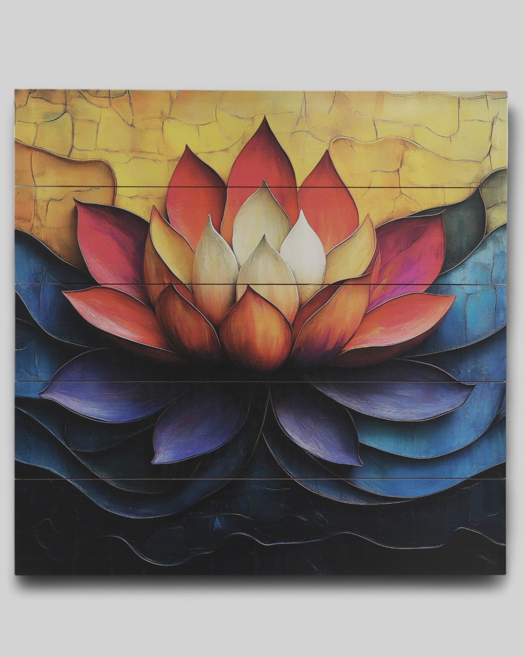 Bold Lotus Wooden Panel Wall Art – 18" x 18" - Posters, Prints, & Visual Artwork