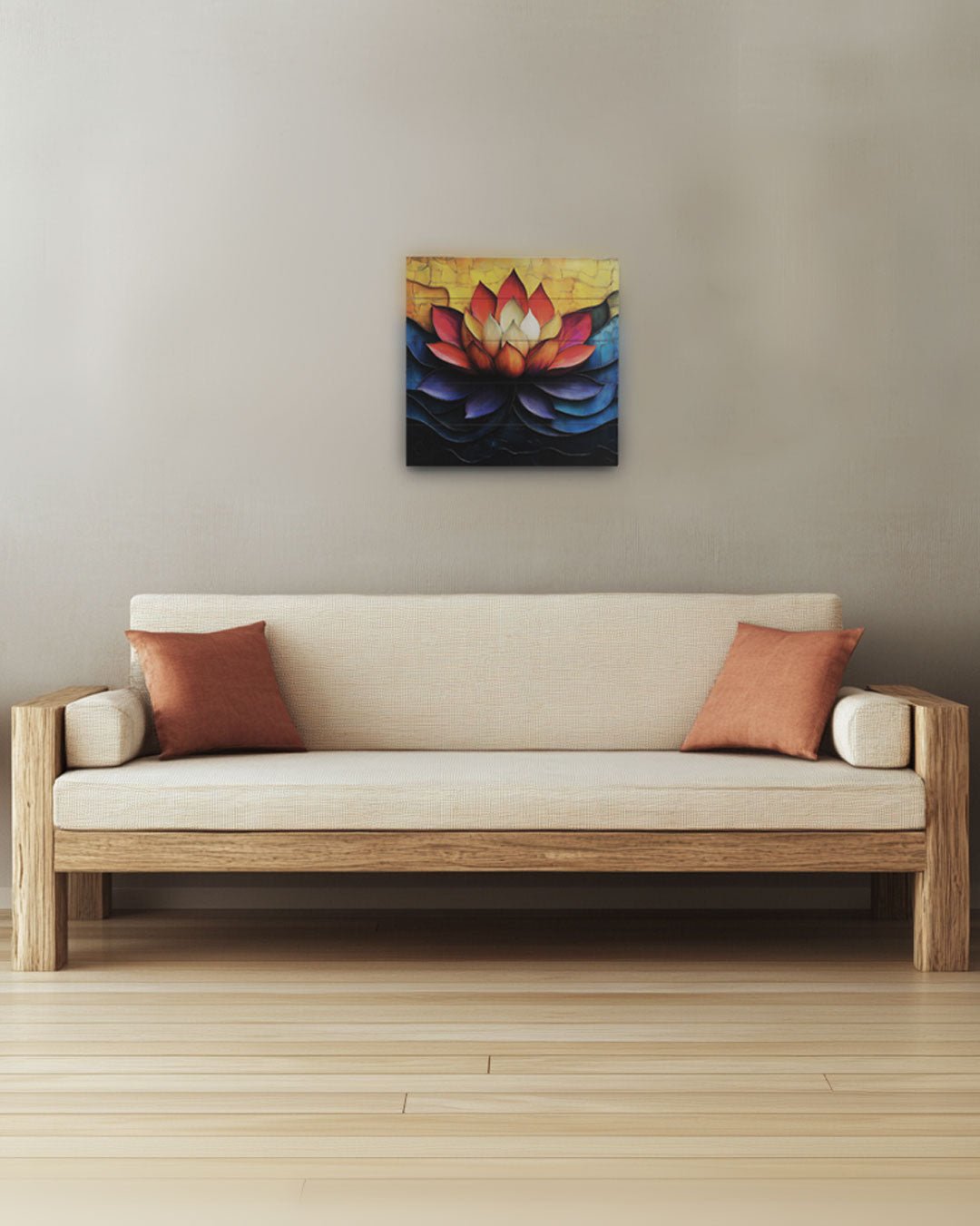 Bold Lotus Wooden Panel Wall Art – 18" x 18" - Posters, Prints, & Visual Artwork