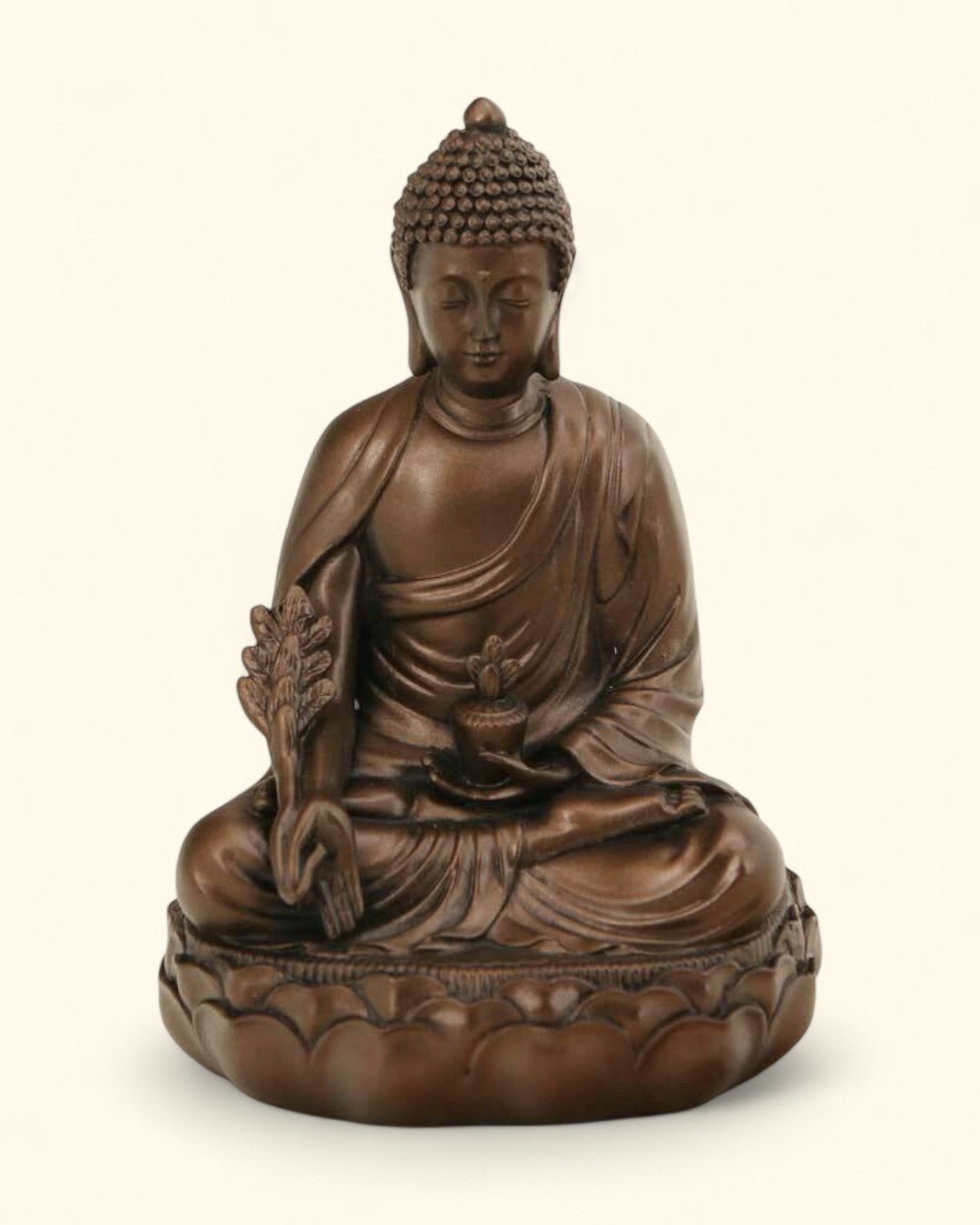 Bronze Tone Medicine Buddha Healing Statue, 6.5 Inches - Sculptures & Statues