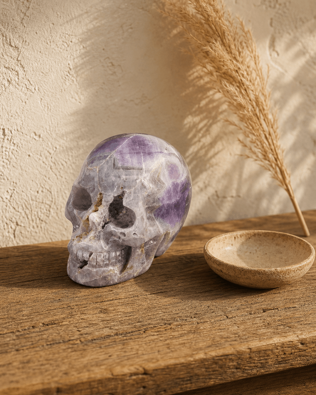 Carved Amethyst Gemstone Skull - Sculptures & Statues