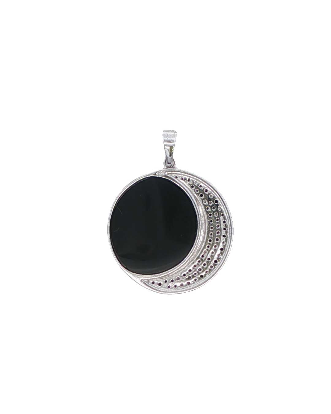 Celestial Crescent Moon Pendant – Sterling Silver with Black Onyx & Marcasite - Pendant