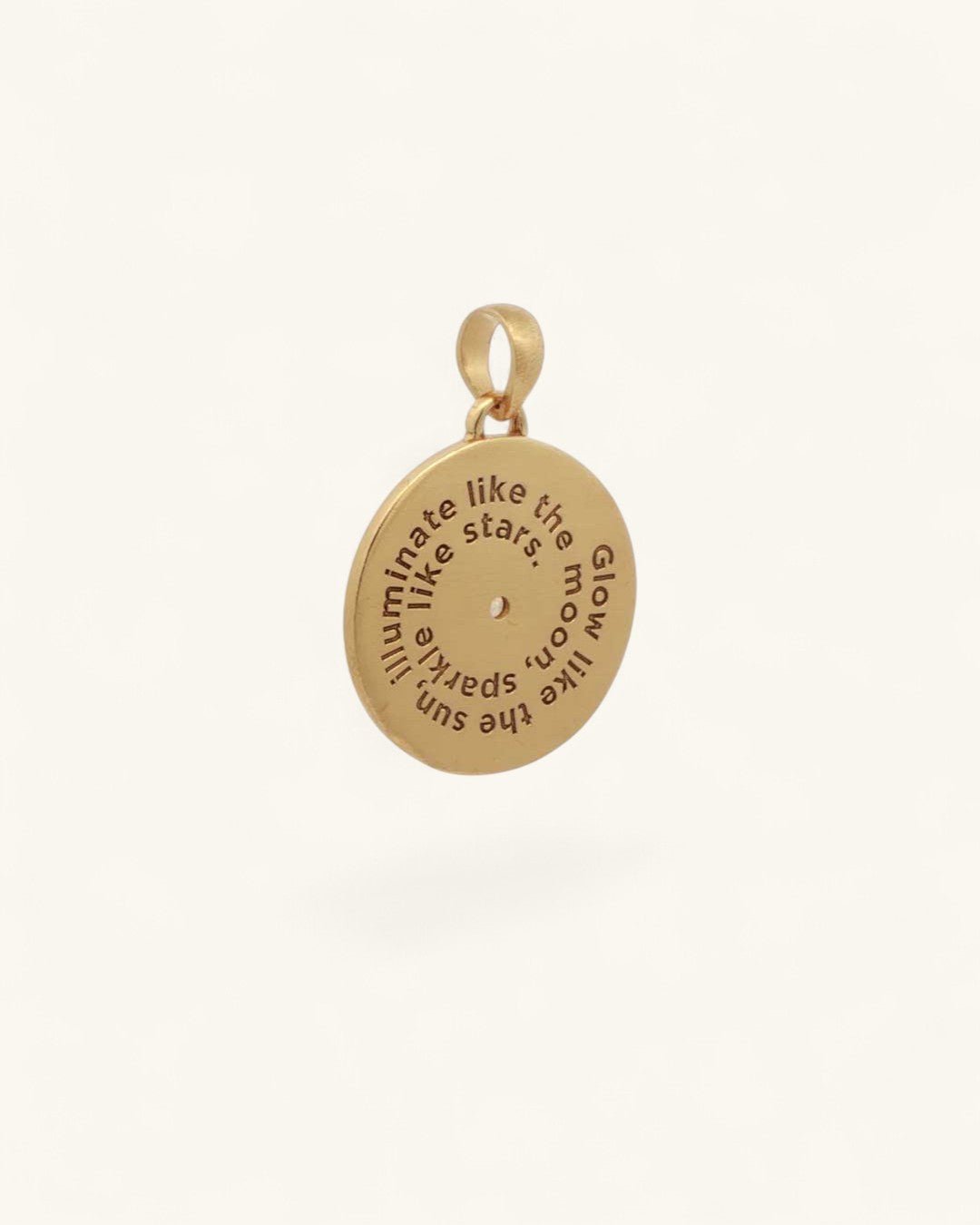 Celestial Sun & Moon Citrine Pendant — Gold-Plated Brass Charm - Pendant