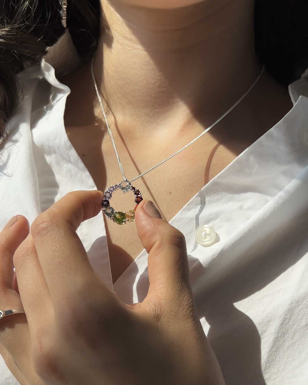 Chakra Circle Pendant Necklace, Sterling Silver - Necklaces