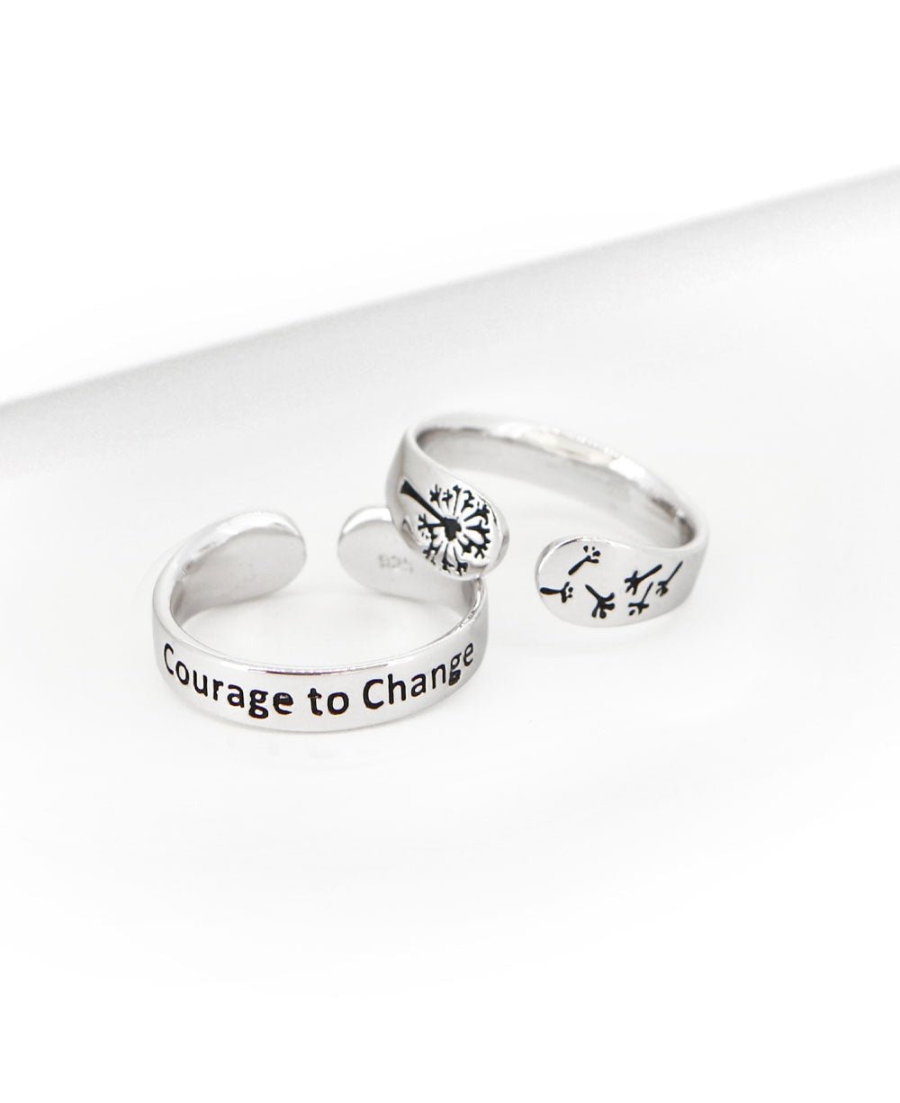 Courage to Change Adjustable Inspirational Sterling Silver Ring - Rings