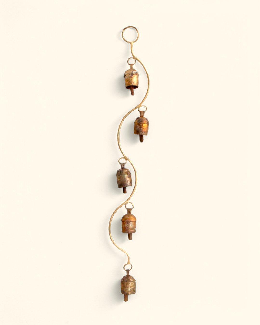 Curved Stem Wind Chime with Indian Bells, Fairtrade - Wind Chimes 5 Bells