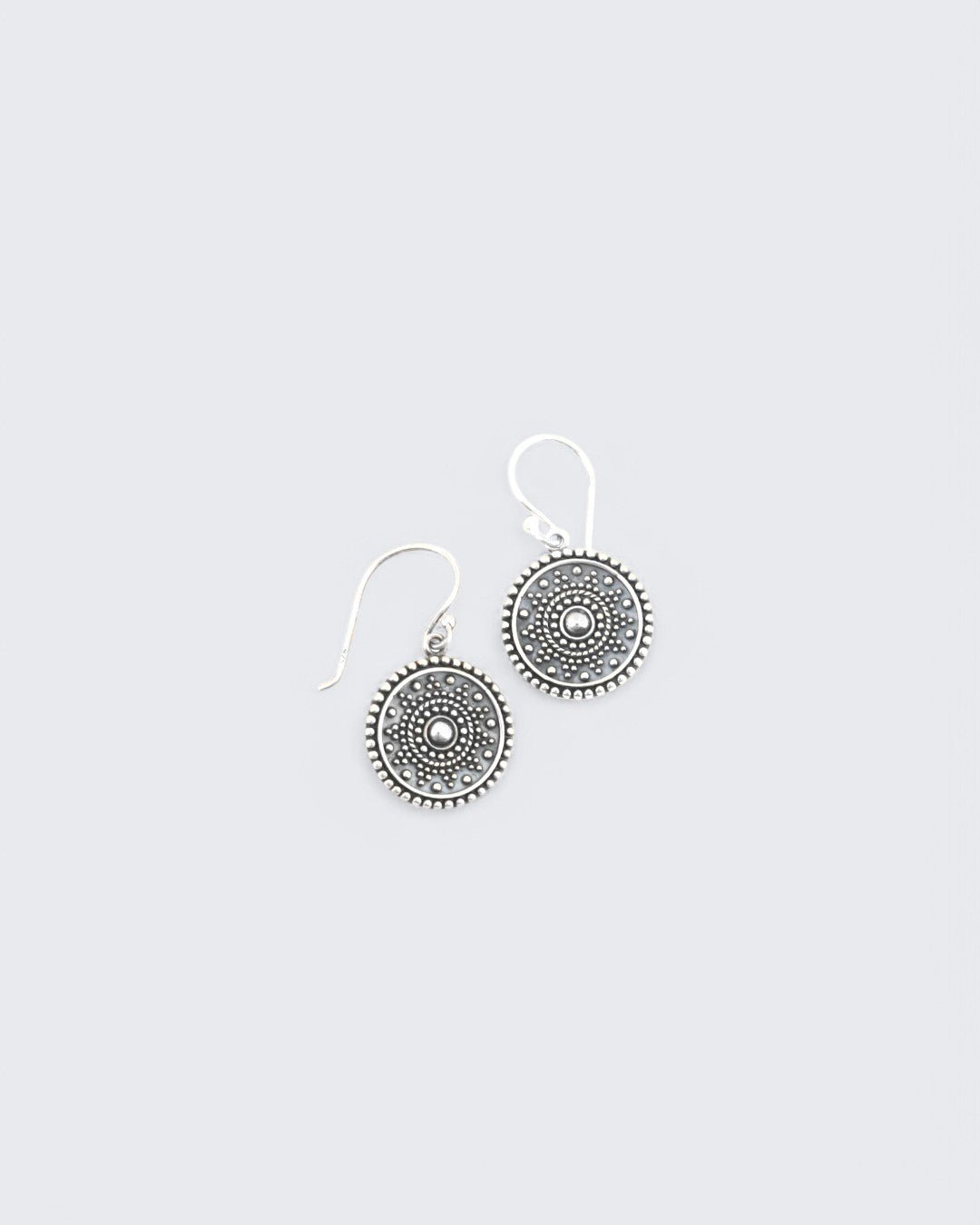 Dainty Mandala Silver Earrings - Earrings
