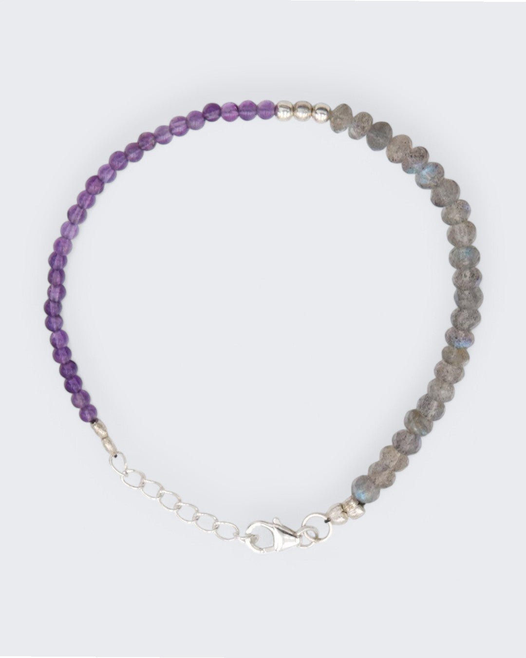 Dainty Peace and Wisdom Gemstone Bracelet, Amethyst and Labradorite - Jewelry Collection