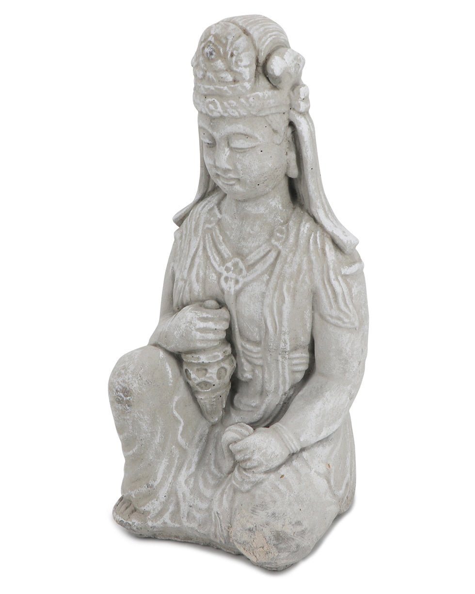 Distressed Finish Cast Stone Garden Kuan Yin Statue Made in the USA - Sculptures & Statues