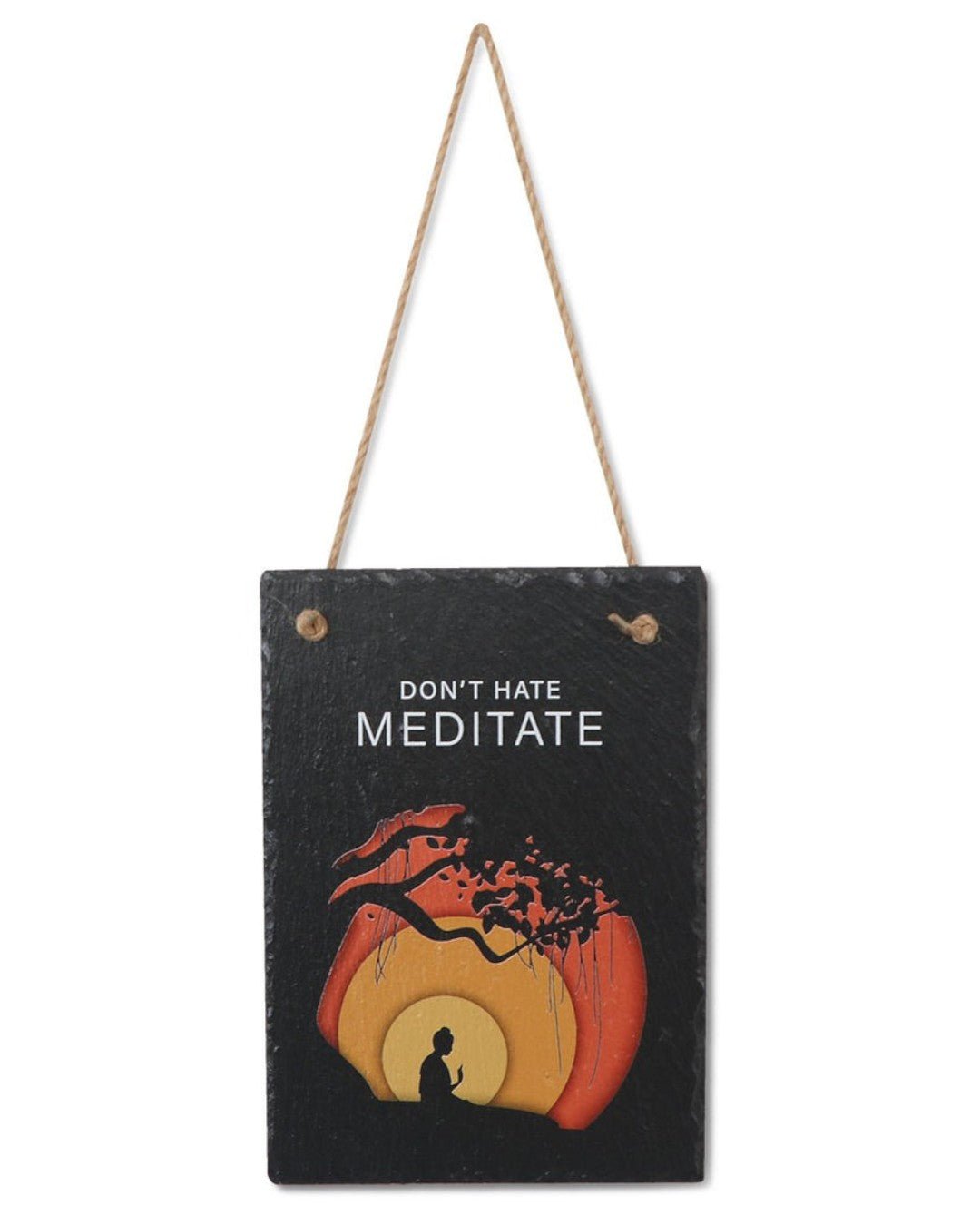 Don't Hate Meditate Bodhi Tree Slate Wall Hanging - Posters, Prints, & Visual Artwork