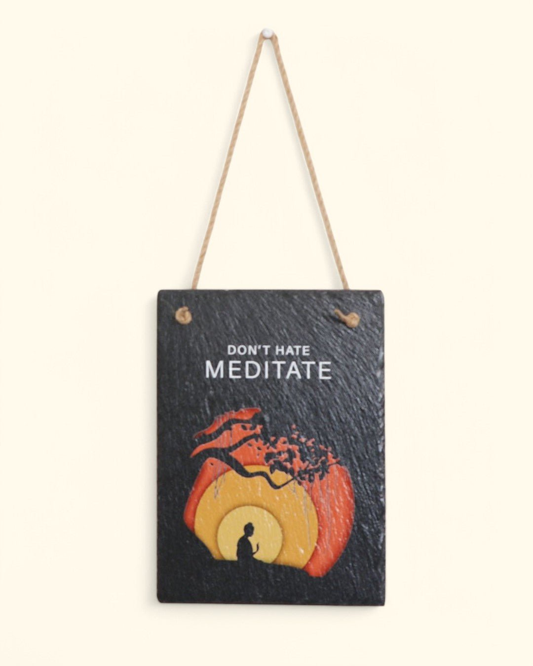 Don't Hate Meditate Bodhi Tree Slate Wall Hanging - Posters, Prints, & Visual Artwork