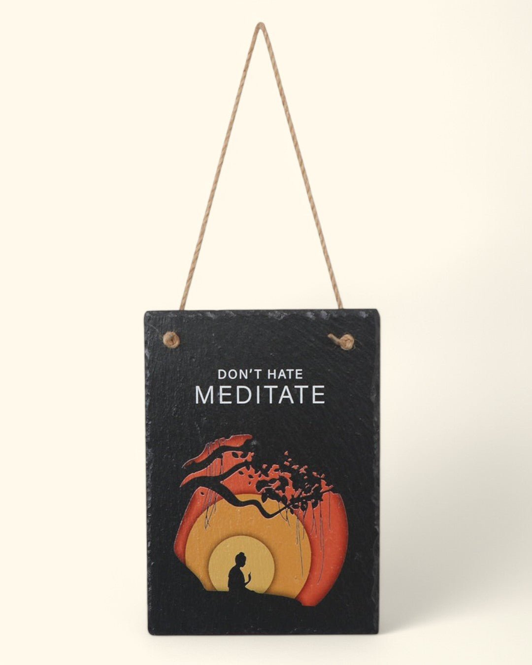 Don't Hate Meditate Bodhi Tree Slate Wall Hanging - Posters, Prints, & Visual Artwork