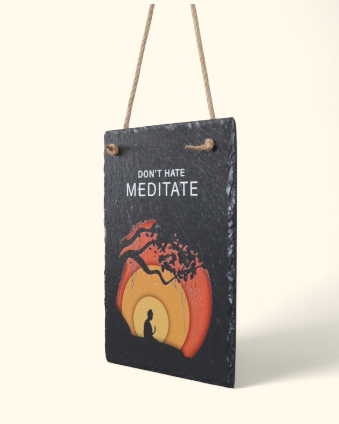 Don't Hate Meditate Bodhi Tree Slate Wall Hanging - Posters, Prints, & Visual Artwork
