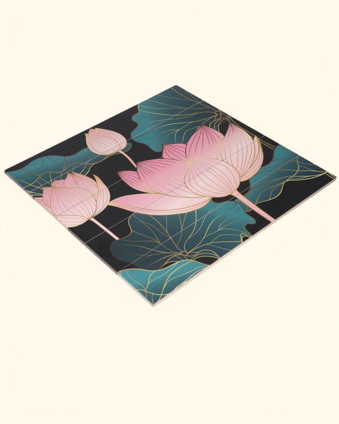 Elegant Pink Lotus Wooden Panel Wall Art, 18" - Posters, Prints, & Visual Artwork
