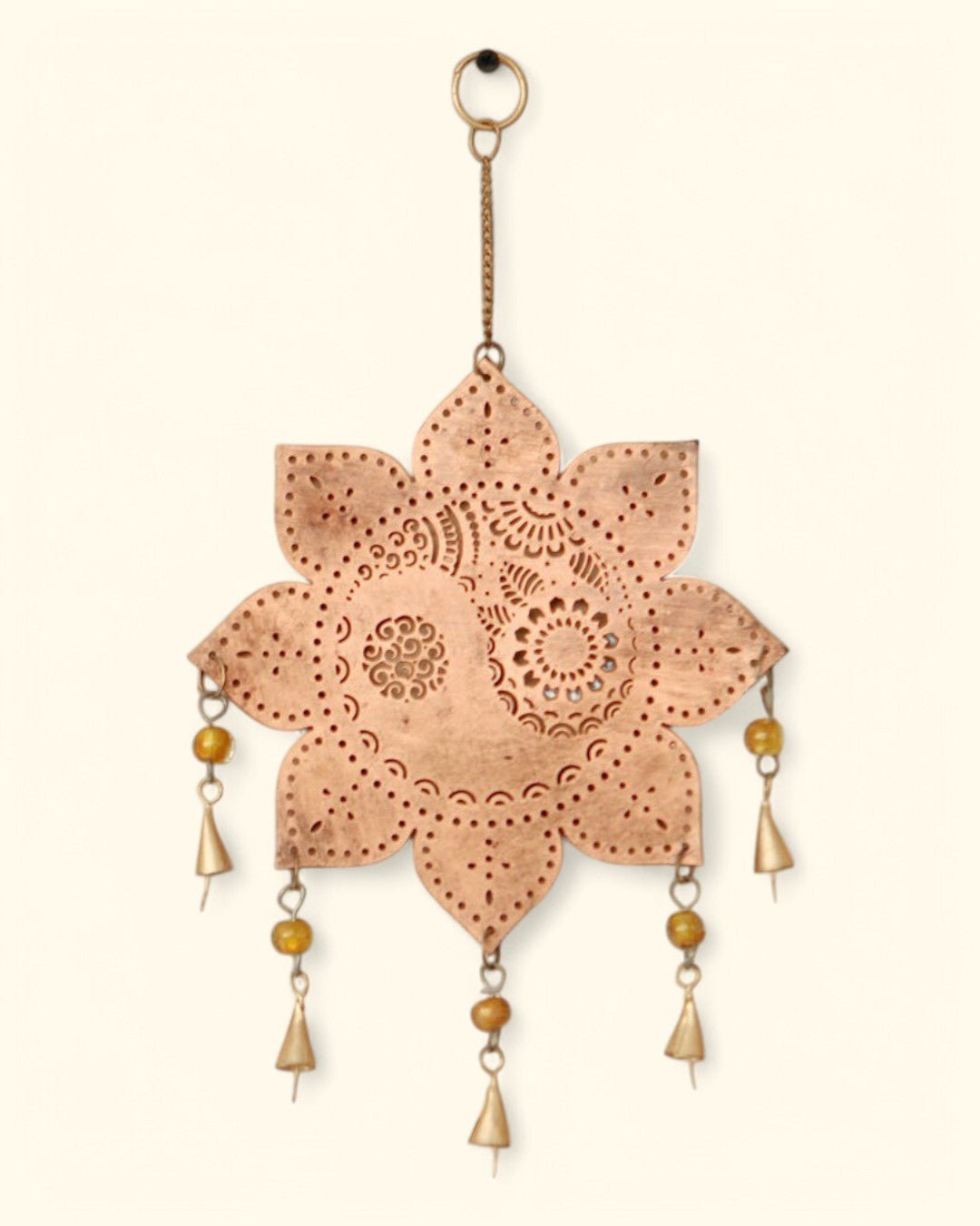 Fair Trade Copper Tone Lotus Yin Yang Wall Hanging - Posters, Prints, & Visual Artwork