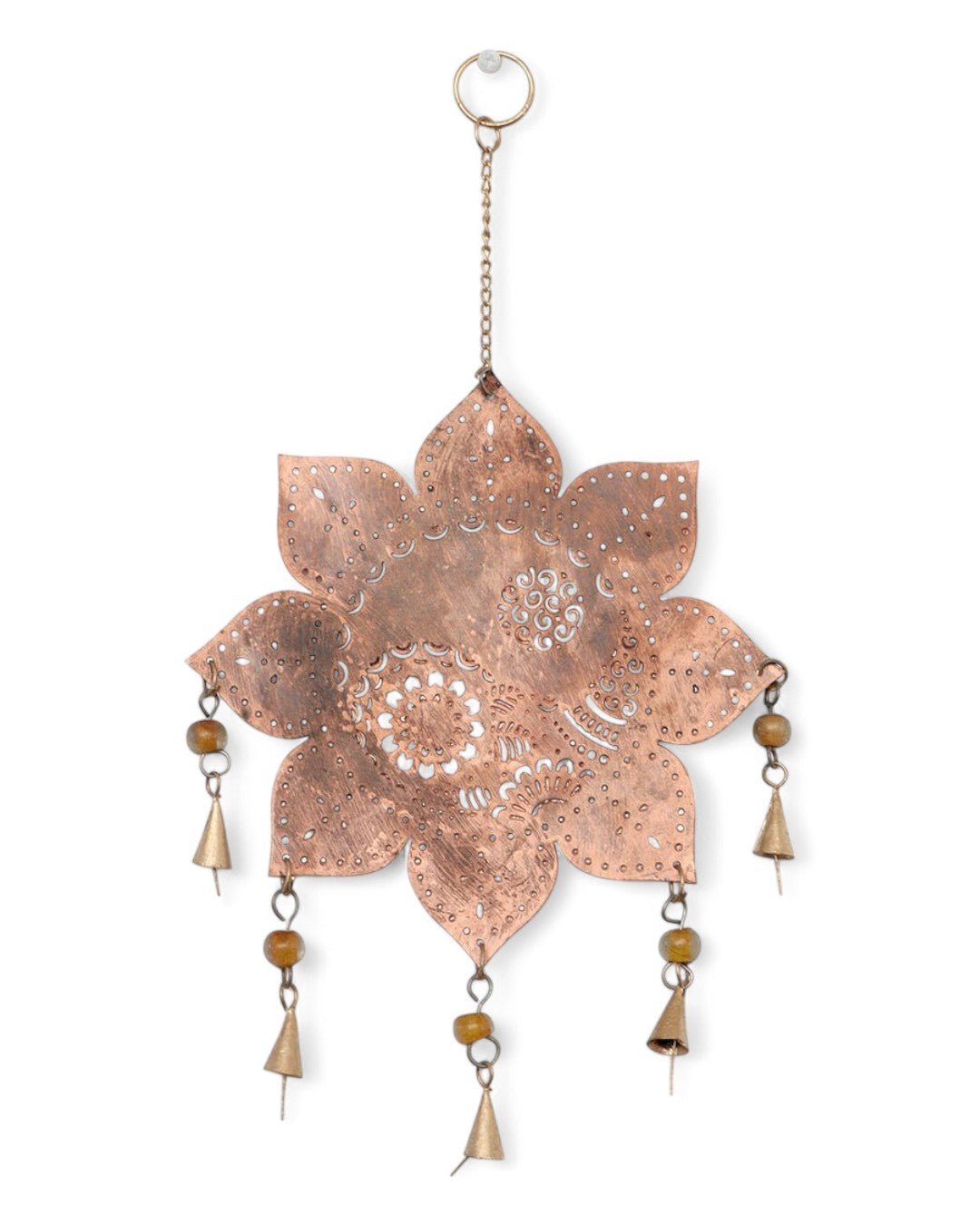 Fair Trade Copper Tone Lotus Yin Yang Wall Hanging - Posters, Prints, & Visual Artwork