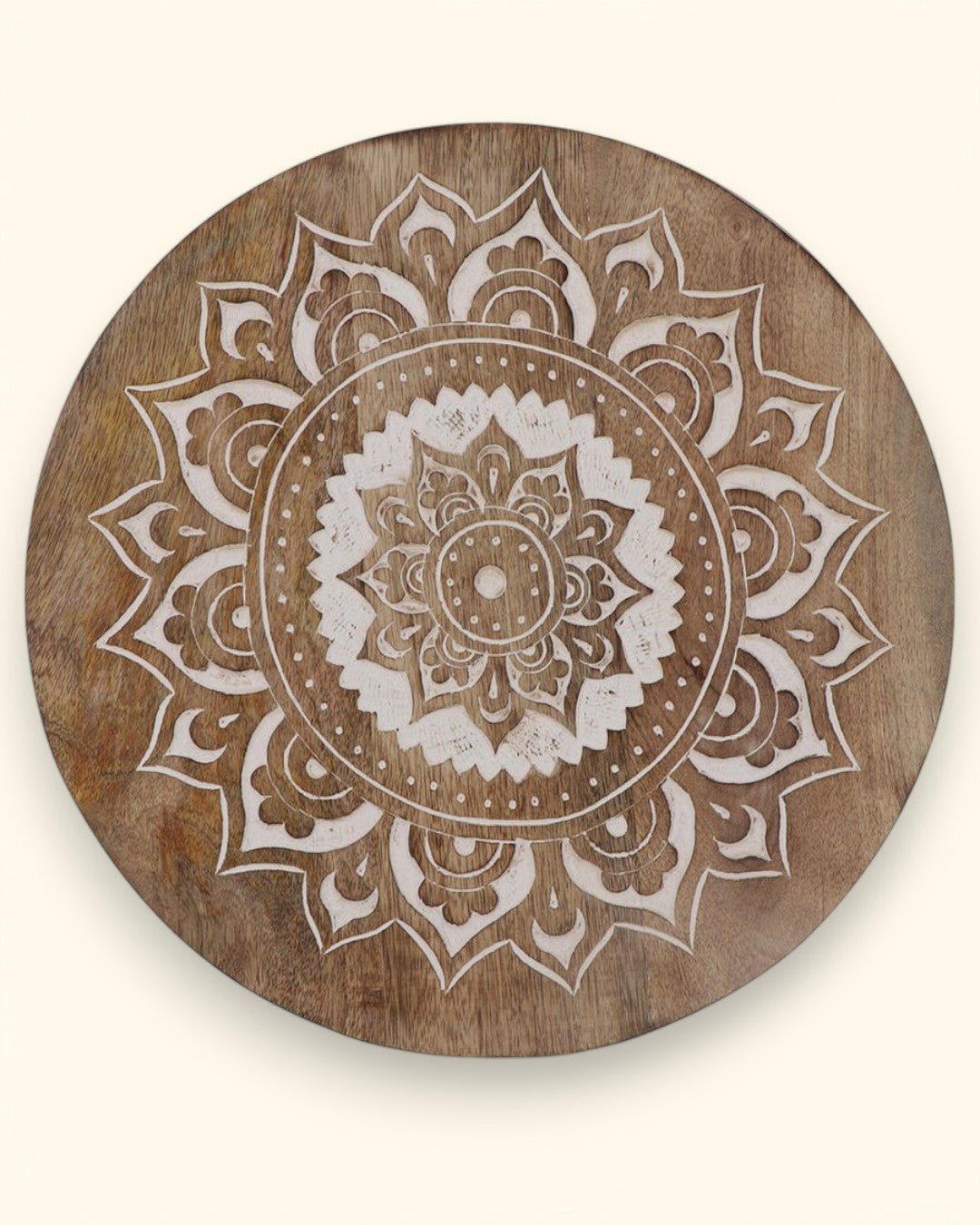 Fairtrade And Hand Carved Wood Mandala Round Wall Hanging - Posters, Prints, & Visual Artwork
