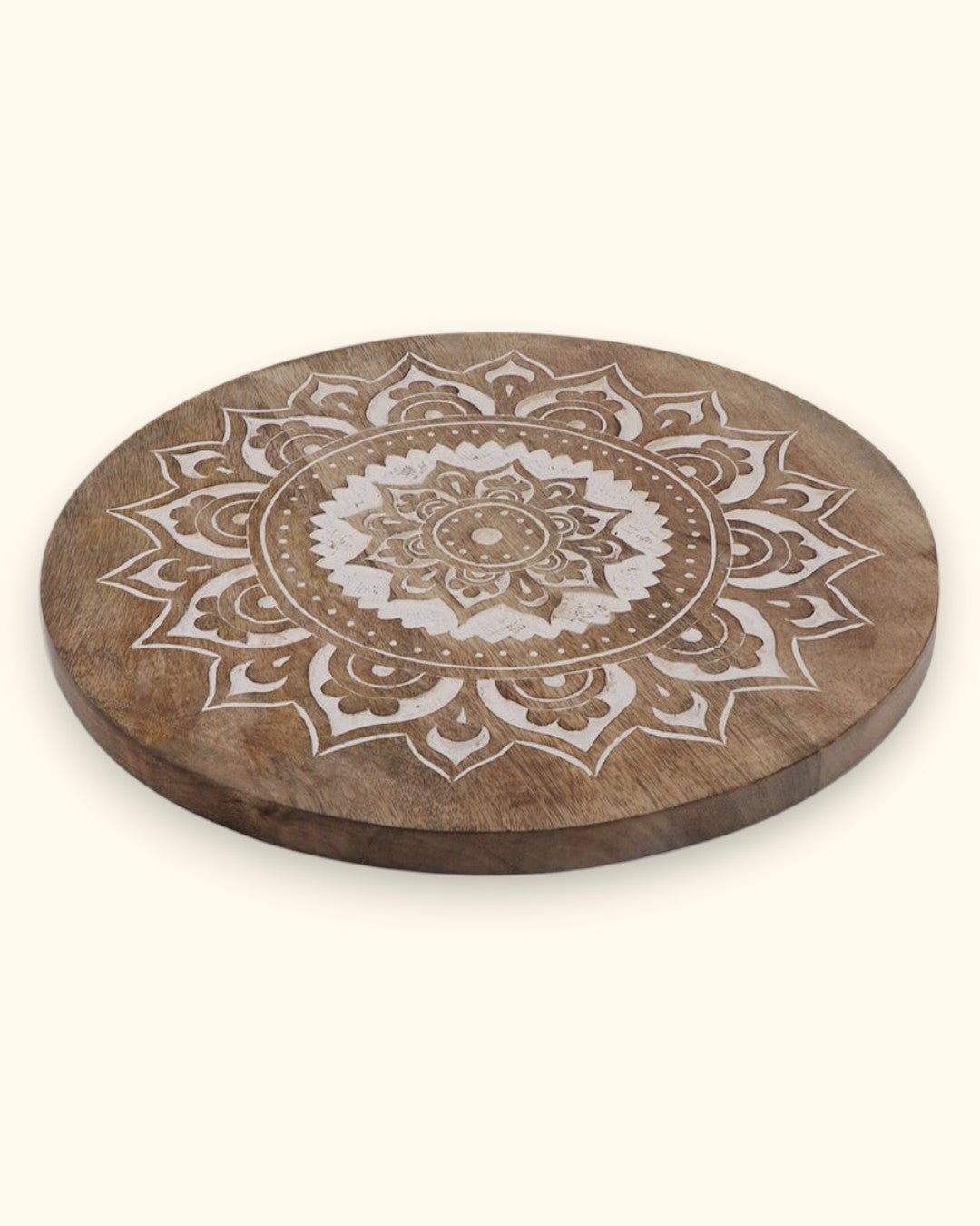 Fairtrade And Hand Carved Wood Mandala Round Wall Hanging - Posters, Prints, & Visual Artwork