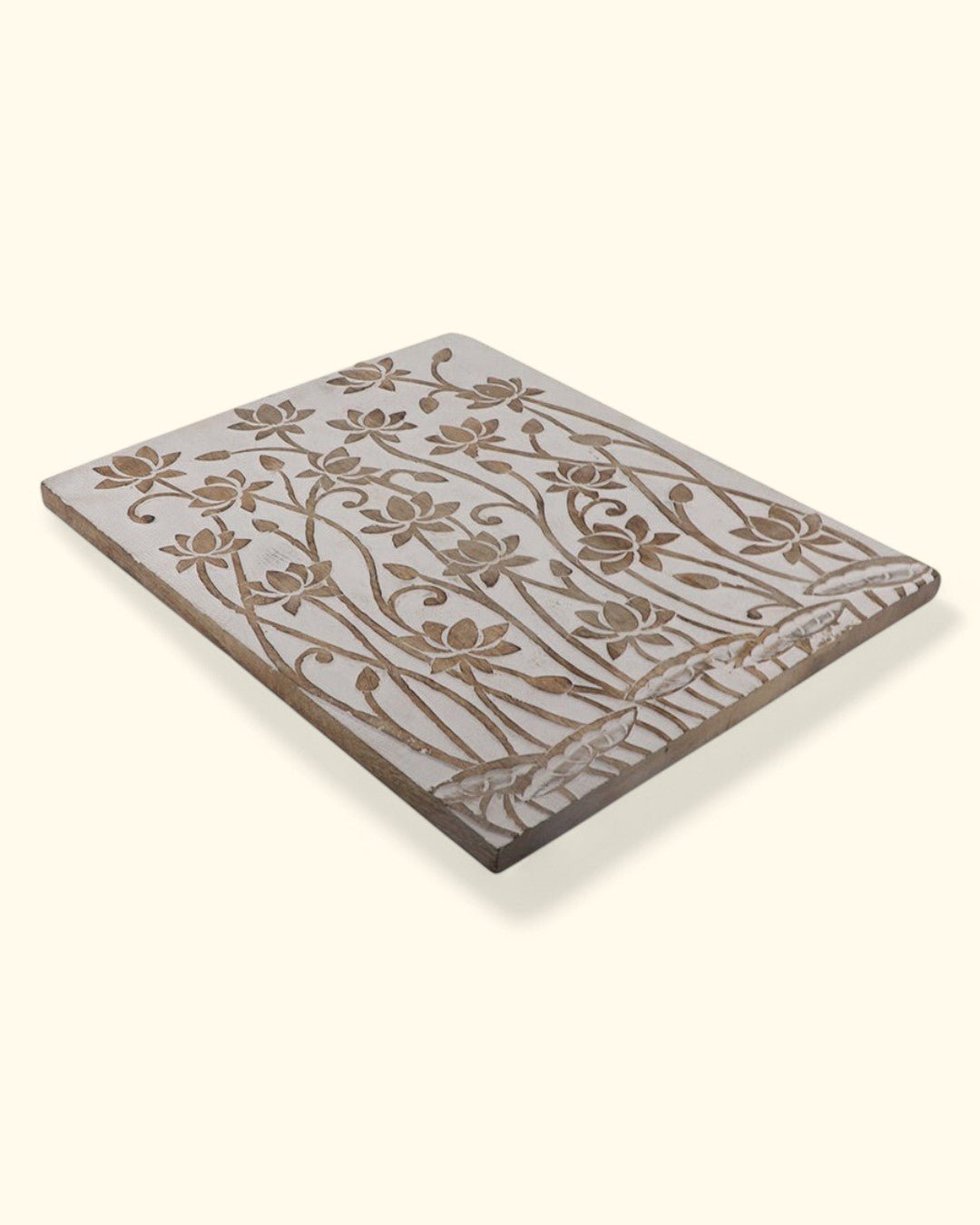 Fairtrade Carved Lotus Wood Wall Hanging Panel - Posters, Prints, & Visual Artwork