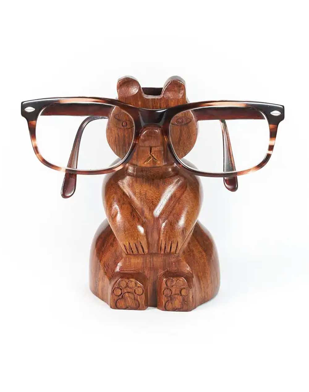 Fairtrade Carved Wood Bear Eyeglass Holder - Eye Glasses
