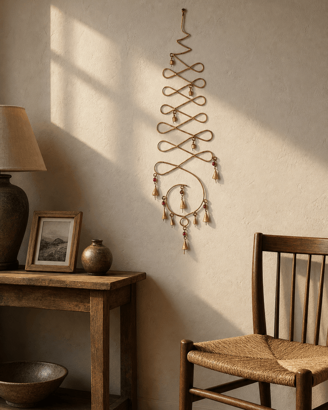 Fairtrade Unalome Wall Hanging Chime, 33 Inches Tall - Wind Chimes
