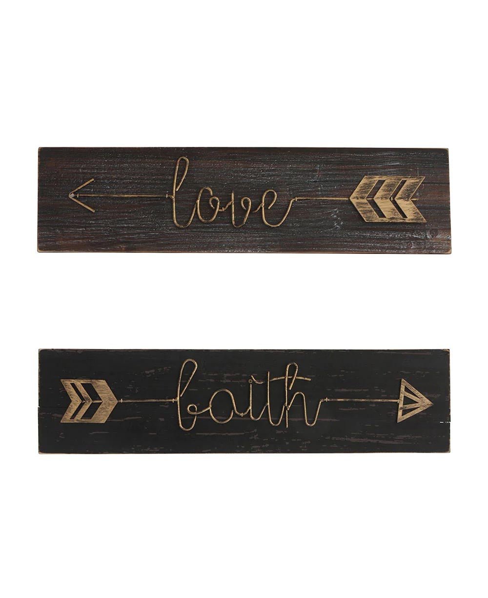 Faith and Love Arrow Wall Signs, Set of 2 Pieces - Posters, Prints, & Visual Artwork