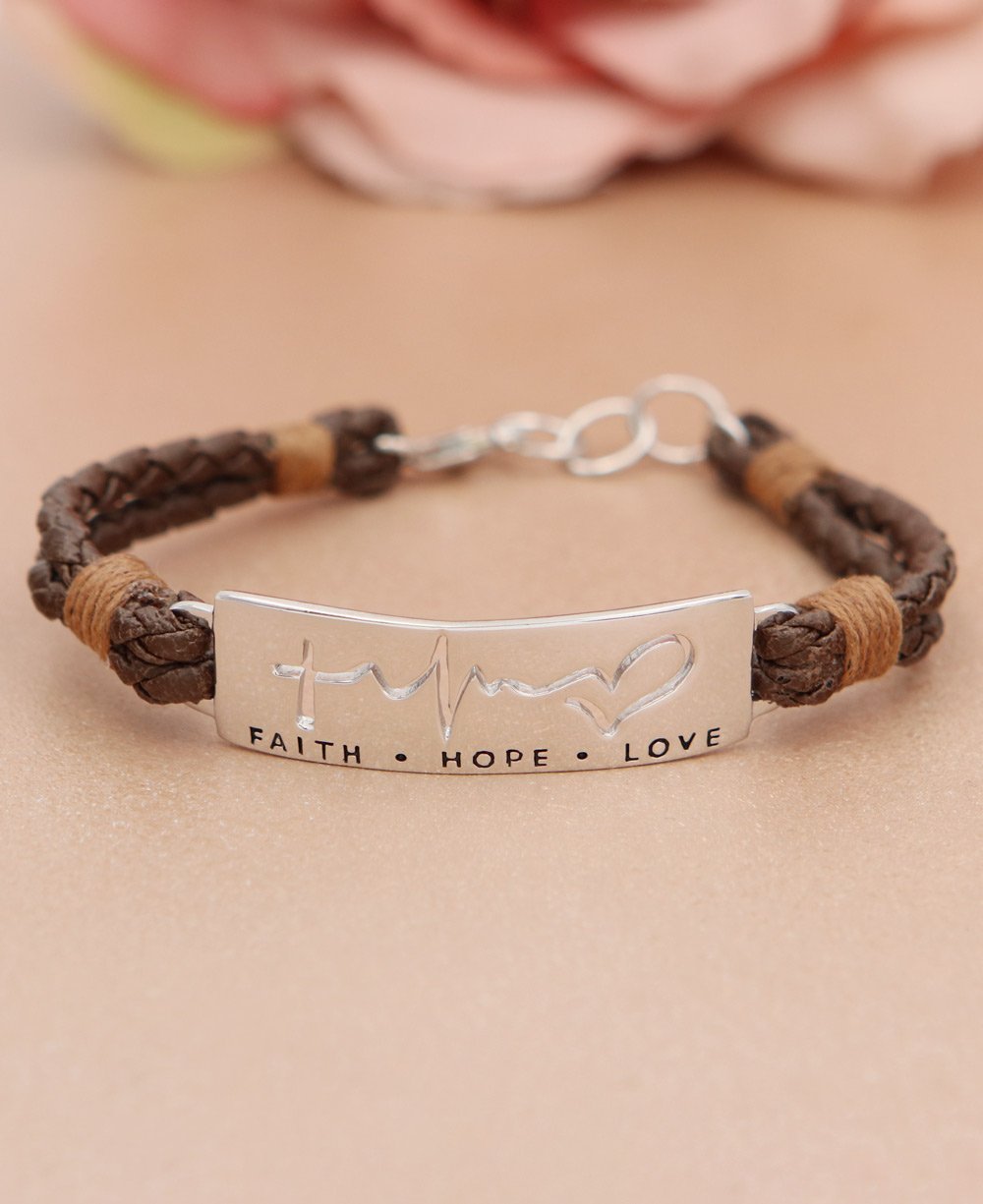 Faith, Hope, Love Leather Bracelet - Bracelets