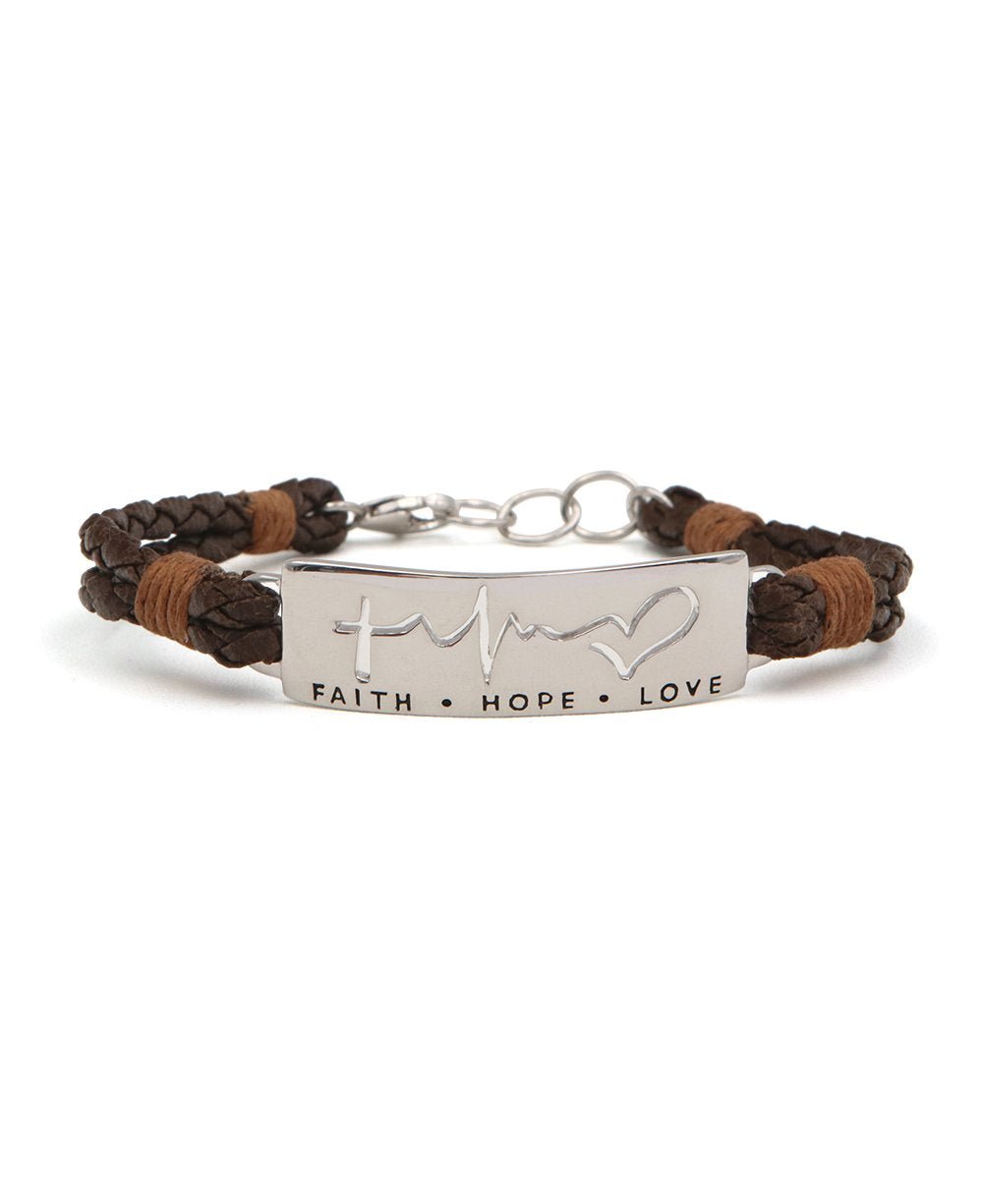 Faith, Hope, Love Leather Bracelet - Bracelets