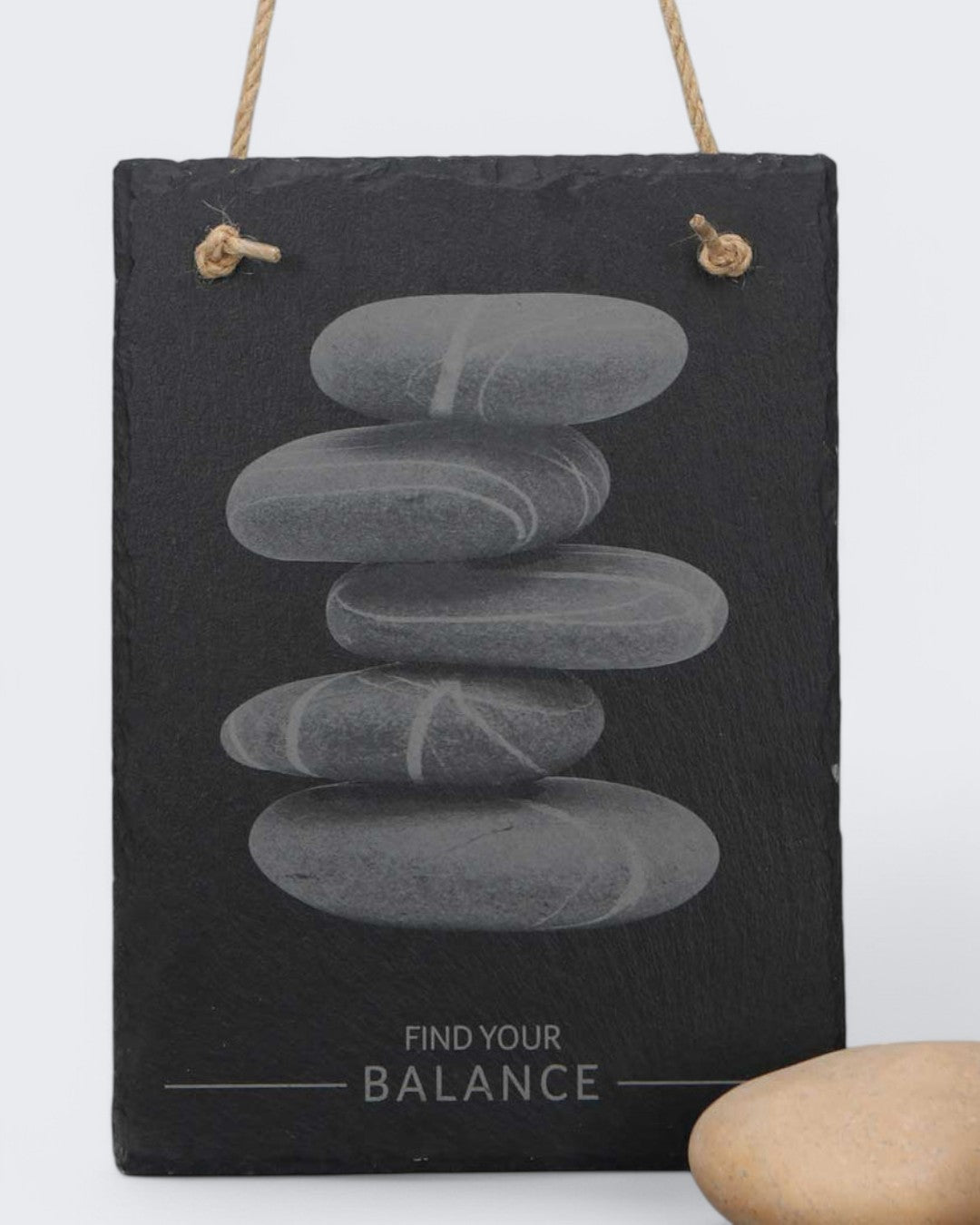 Find Your Balance Cairn Zen Rocks Slate Wall Hanging - Wind Chimes