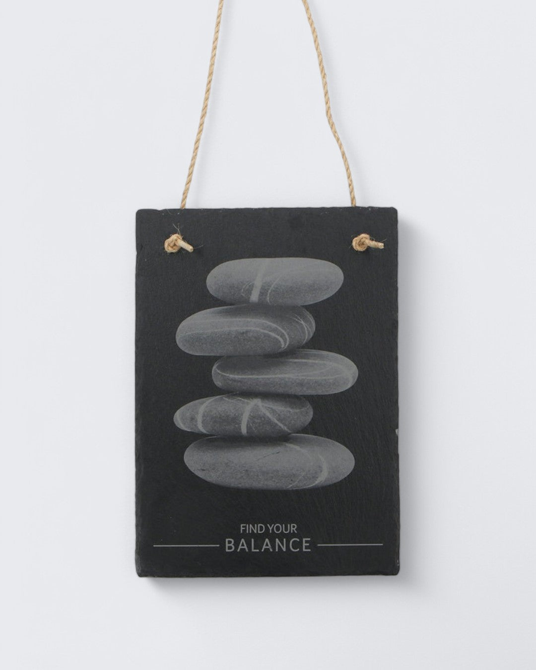 Find Your Balance Cairn Zen Rocks Slate Wall Hanging - Wind Chimes