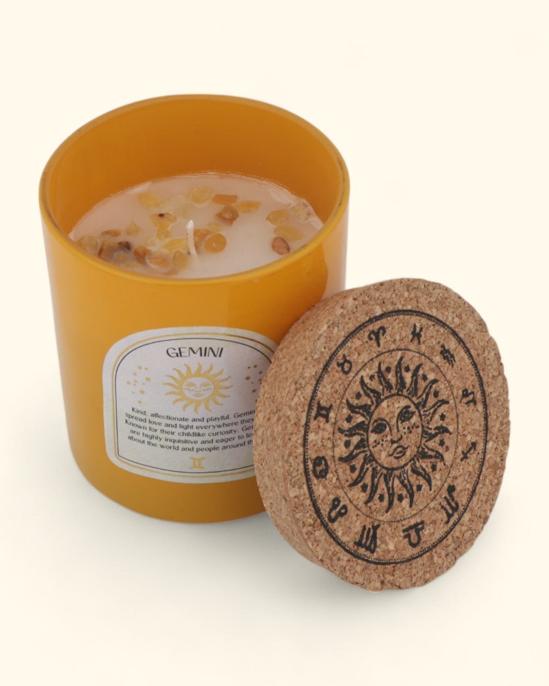 Gemini Zodiac Candle & Crystal Tumblestone Set - Candles