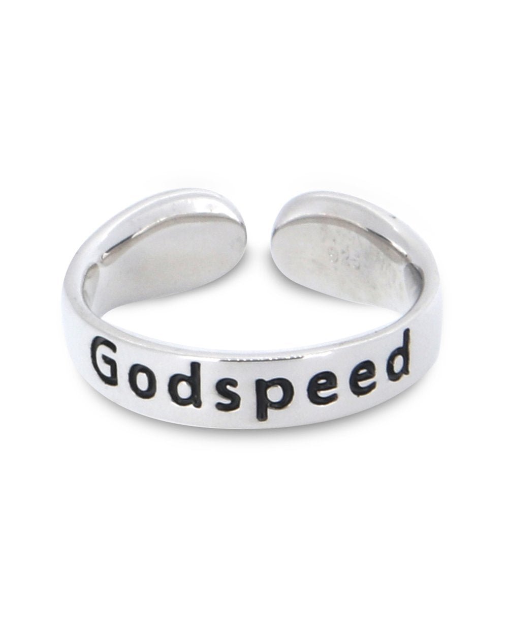 Godspeed Inspirational Adjustable Sterling Silver Ring - Rings