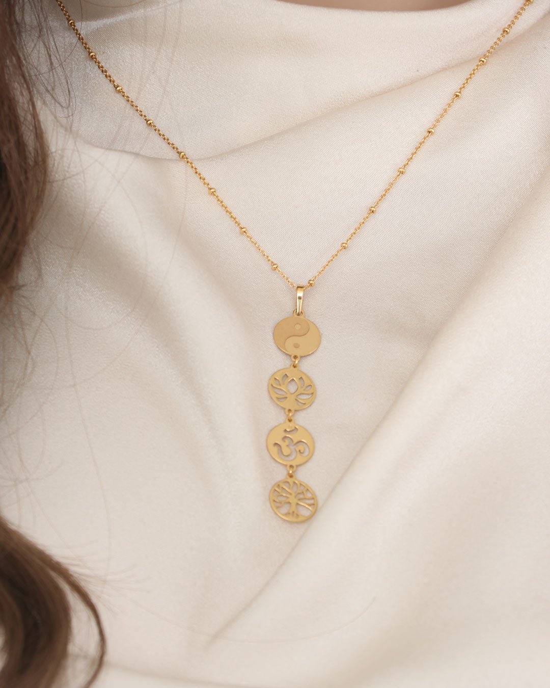 Gold Plated Lotus, Yin Yang, Tree of Life, Om Neckalce - Necklaces