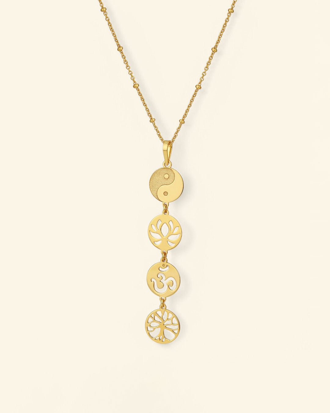 Gold Plated Lotus, Yin Yang, Tree of Life, Om Neckalce - Necklaces