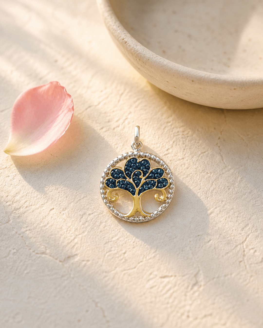 Gold Plated Tree of Life Pendant with Swarovski Crystals - Charms & Pendants