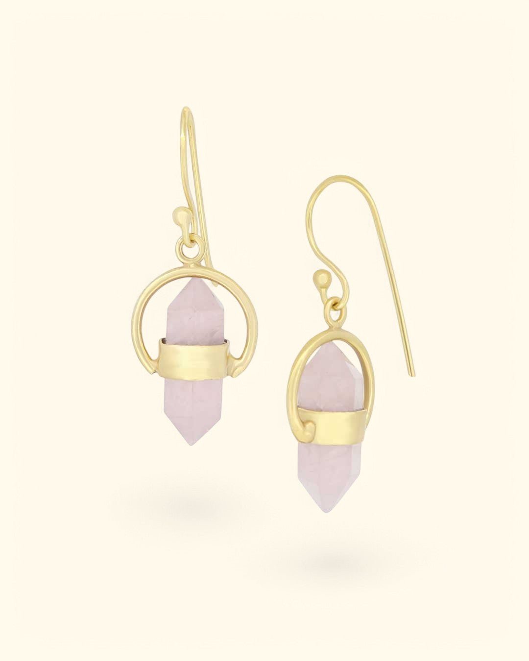 Golden Rose Quartz Point Earrings - Earrings