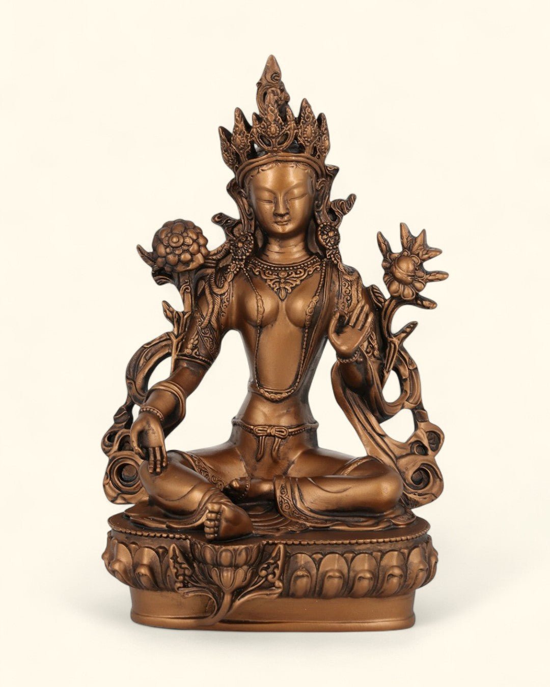 Green Tara Statue, Bronze Finish - Sculptures & Statues
